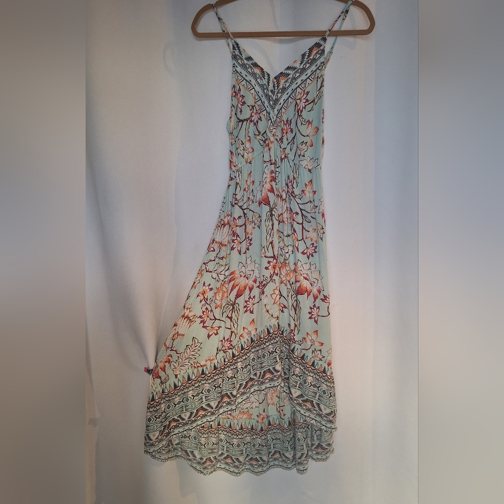 Angie High Low Dress with Floral Patterns Spaghetti Straps